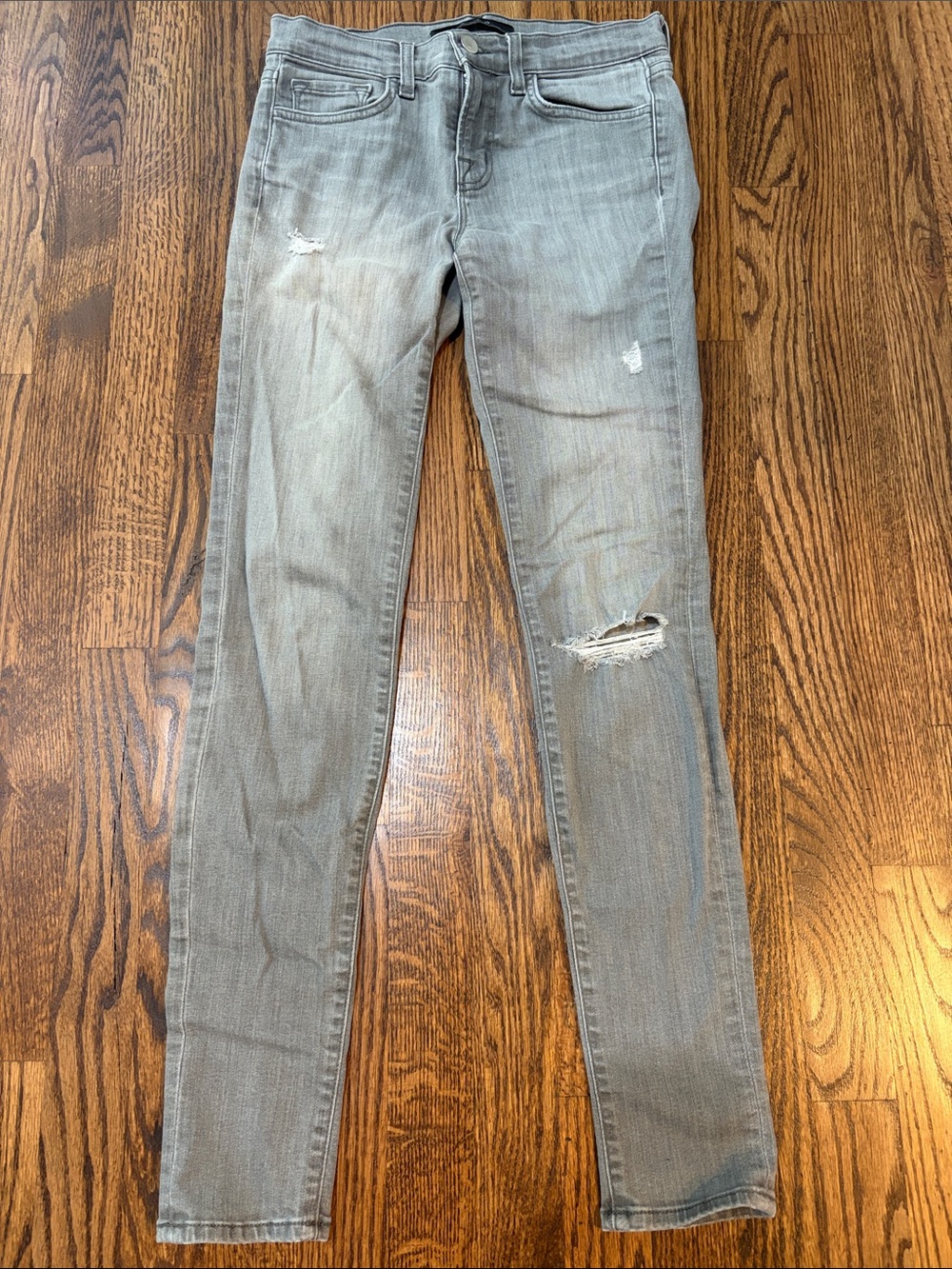 J Brand Grey Distressed Skinny Jeans
